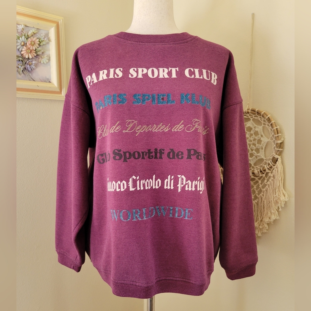 Paris Sport Club | 90s Burgundy Brand Crewneck Sweatshirt